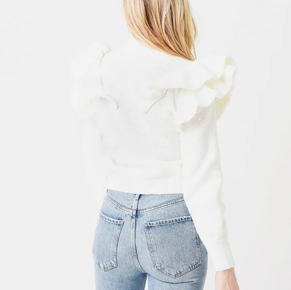 BB DAKOTA by STEVE MADDEN NWT Ruffle Cable KNit Long Sleeve Sweater - Picture 2 of 5